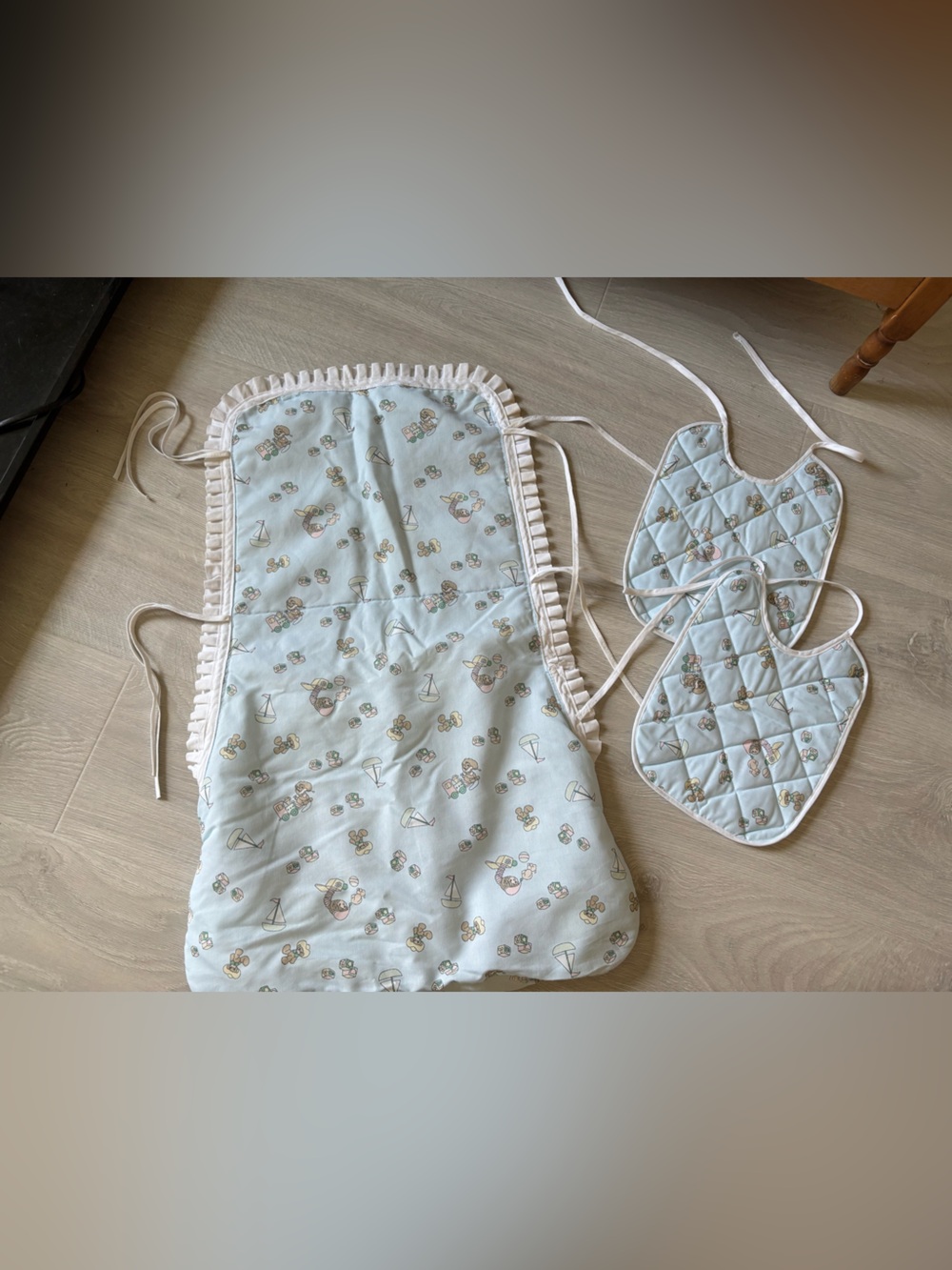Vintage high chair cover and 2 bibs